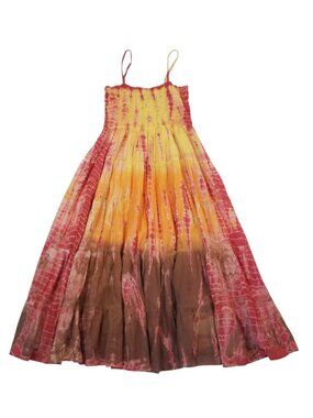 Tie-Dyed Maxi Sundress with Flowing 5-Tier Skirt - One Size Fits All